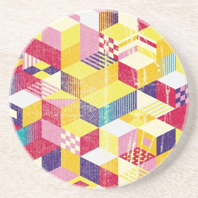 Geometric, abstract seamless vintage design. coaster (Front)