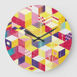 Geometric, abstract seamless vintage design. large clock