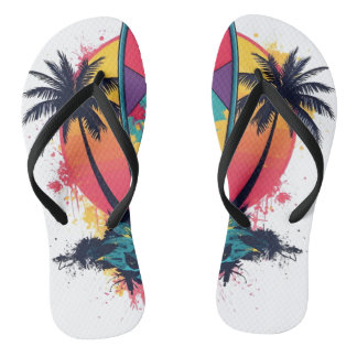 Geometric Abstract Surf Art Flip Flops - Colourful