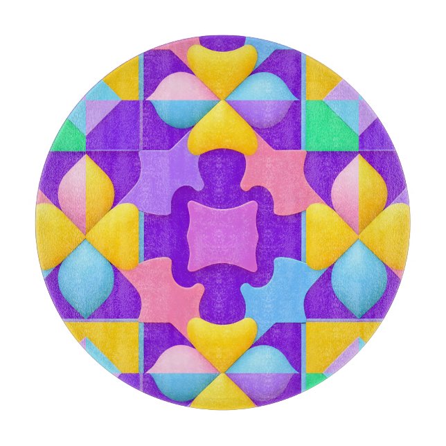 🎨 Geometric Abstract Vibrant Home Style Art ✨ Cutting Board (Front)