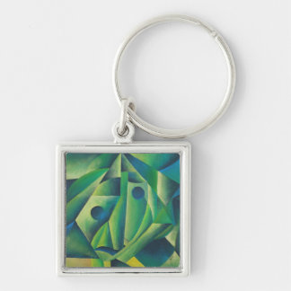 Geometric Abstract Village Woman And Headscarf Key Ring