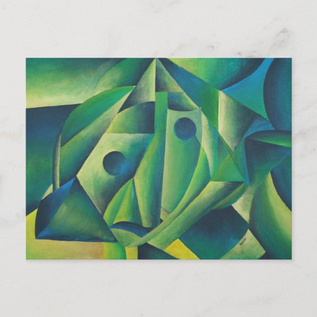 Geometric Abstract Village Woman And Headscarf Postcard (Front)