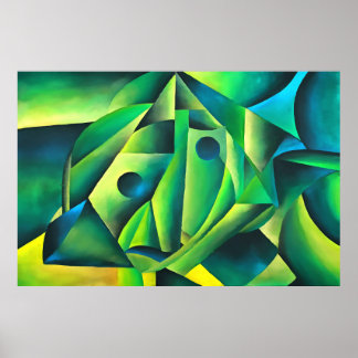 Geometric Abstract Village Woman And Headscarf Poster