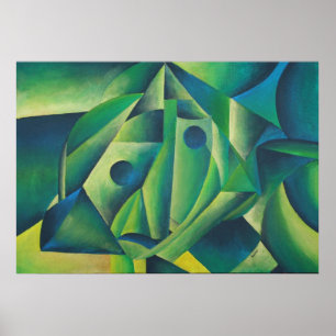 Geometric Abstract Village Woman And Headscarf Poster