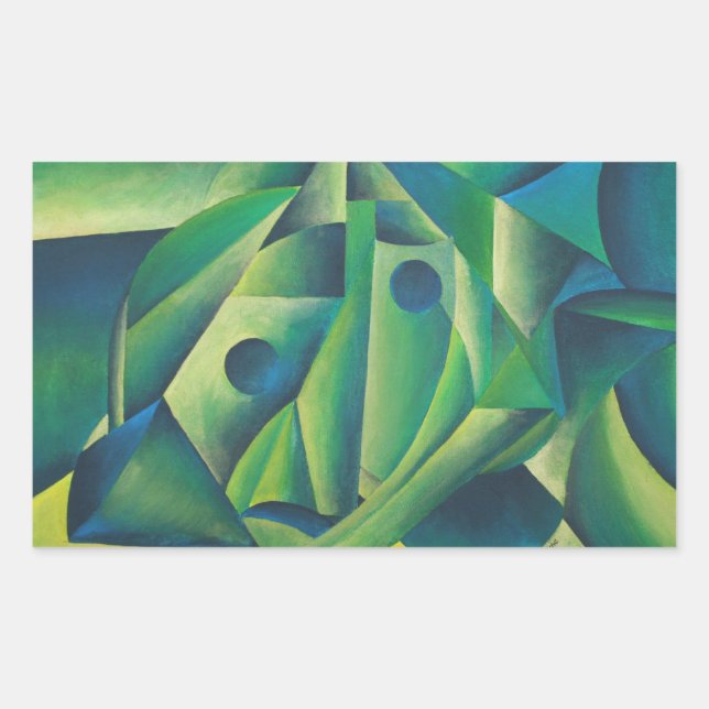 Geometric Abstract Village Woman And Headscarf Rectangular Sticker (Front)