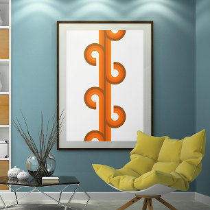 Geometric Abstract Wave Stripes Fusion Art Pattern Poster