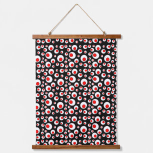 Geometric Abstract White Spheres Bright Red Circle Hanging Tapestry