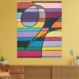 Geometric Abstract with Bold Stripes and Curves Canvas Print