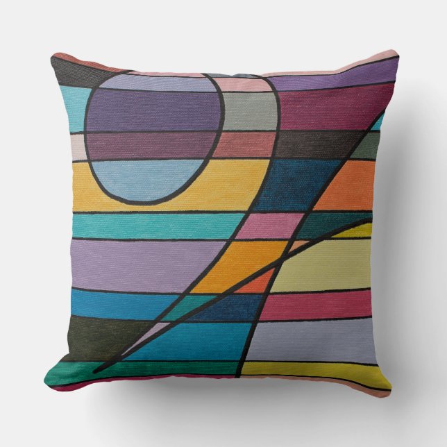 Geometric Abstract with Bold Stripes and Curves Cushion (Front)