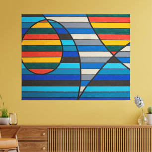 Geometric Abstract with Bold Stripes and Shapes Canvas Print