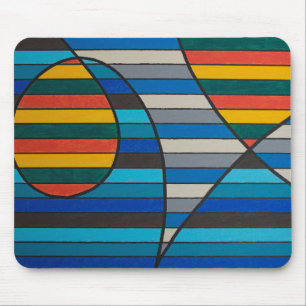 Geometric Abstract with Bold Stripes and Shapes Mouse Mat