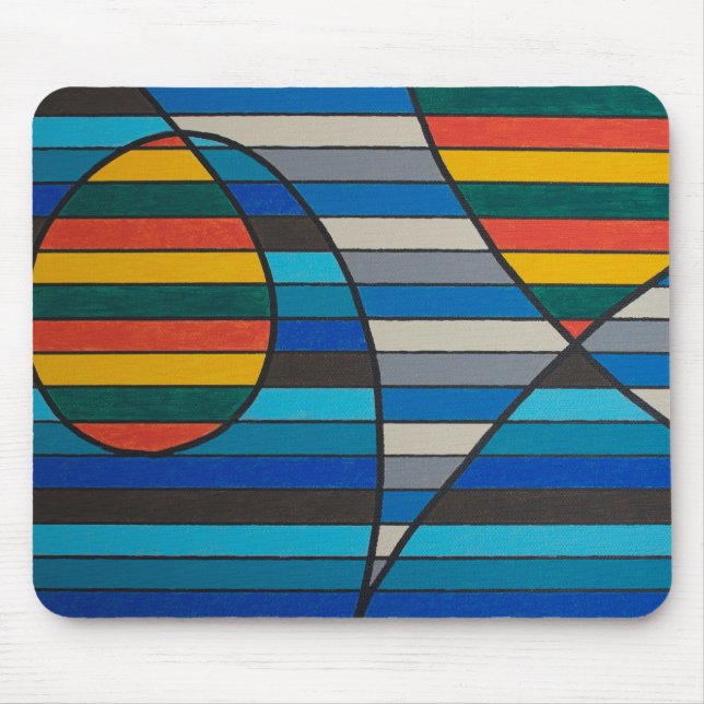 Geometric Abstract with Bold Stripes and Shapes Mouse Mat (Front)