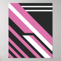 Geometric Abstract with Pink and Black Stripes