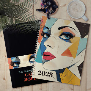 Geometric Abstract Woman with Aqua Eyes Planner