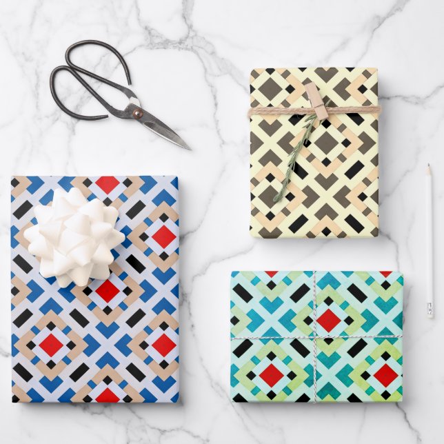 Geometric Abstract  Wrapping Paper Sheet (Front)