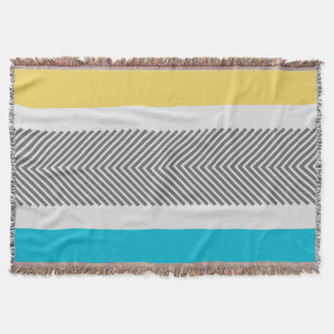 Geometric Abstract Yellow Aqua Modern Pattern Throw Blanket
