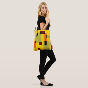 Geometric Abstraction Mint Orange Black Red Yellow Tote Bag