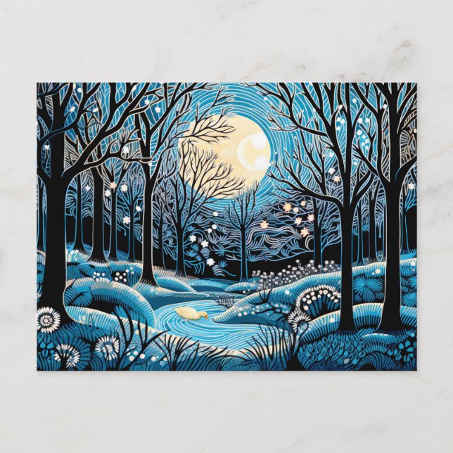 Geometric Abstraction of winter forest Holiday Postcard (Front)