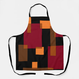 Geometric Abstraction Red Orange Brown Black Apron