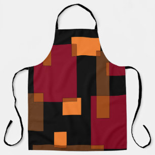 Geometric Abstraction Red Orange Brown Black Apron