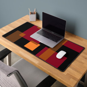 Geometric Abstraction Red Orange Brown Black Desk Mat
