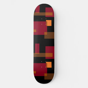 Geometric Abstraction Red Orange Brown Black Skateboard