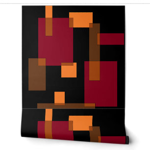 Geometric Abstraction Red Orange Brown Black Wallpaper