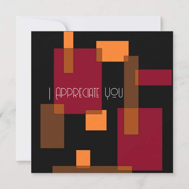 Geometric Abstraction Red Orange Brown Gratitude Card (Front)