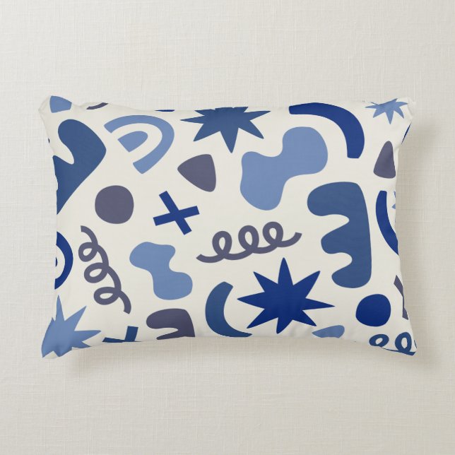 Geometric Accent Pillow –Chic Blue Abstract Design (Front)