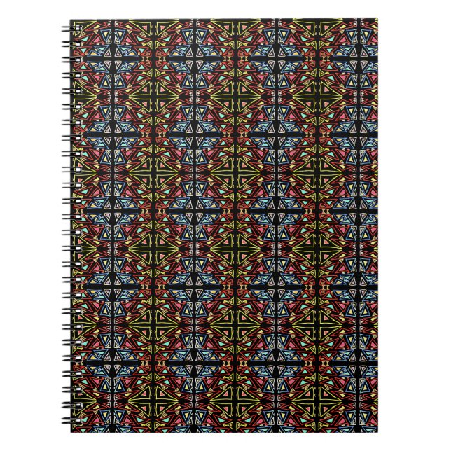 Geometric Alien Tech Multicolor Pattern Notebook (Front)