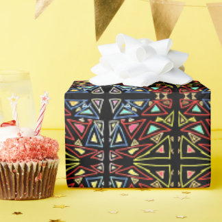 Geometric Alien Tech Multicolor Pattern Wrapping Paper