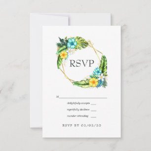 Geometric Aloha Tropical Summer Beach Wedding RSVP Card