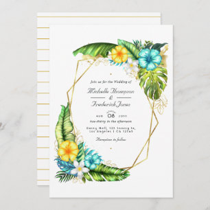 Geometric Aloha Tropical Summer QR Code Wedding Invitation