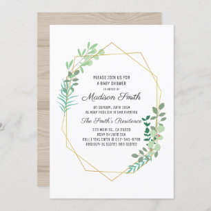 Geometric and Greenery Baby Shower Invitation