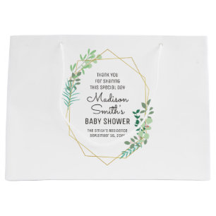 Geometric and Greenery Baby Shower Party Favour Large Gift Bag