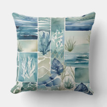 Geometric Aqua Flora Aquarelle Decor
