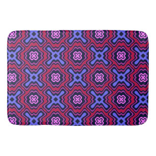 Geometric Arabesque Pattern in Vibrant Pink and Bl Bath Mat
