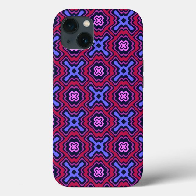 Geometric Arabesque Pattern in Vibrant Pink and Bl Case-Mate iPhone Case (Back)