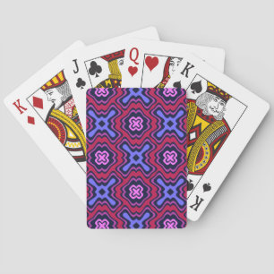 Geometric Arabesque Pattern in Vibrant Pink and Bl Playing Cards