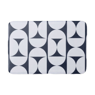 Geometric Arch Print Bath Mat – Navy & White Mod