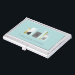 Geometric Architect Light Teal & Faux Gold Business Card Holder<br><div class="desc">Business card holder for an architect in light teal,  white and gold with a stylish and modern geometric design.</div>