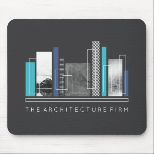 Geometric Architecture Blue & Grey Mouse Mat