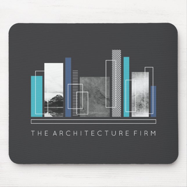 Geometric Architecture Blue & Grey Mouse Mat (Front)