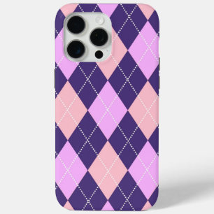 Geometric Argyle Blue Purple Y2K Pattern iPhone 15 Pro Max Case