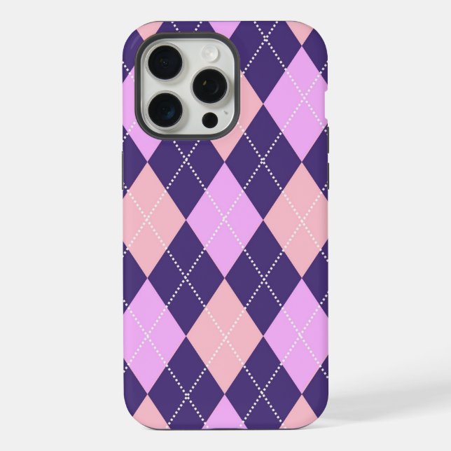 Geometric Argyle Blue Purple Y2K Pattern iPhone Case (Back)