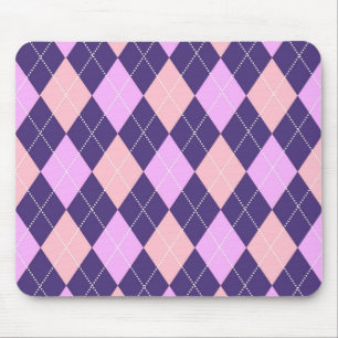 Geometric Argyle Blue Purple Y2K Pattern Mouse Mat