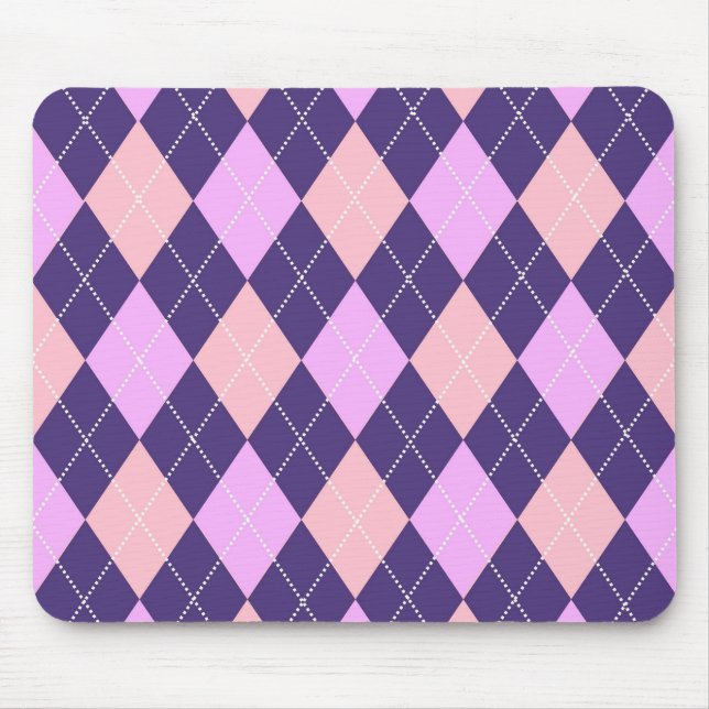Geometric Argyle Blue Purple Y2K Pattern Mouse Mat (Front)