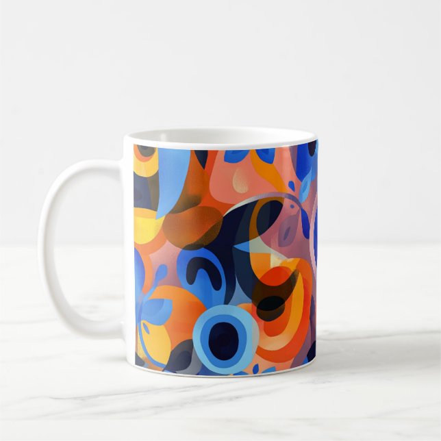 Geometric ark artwork. retro vintage coffee mug (Left)