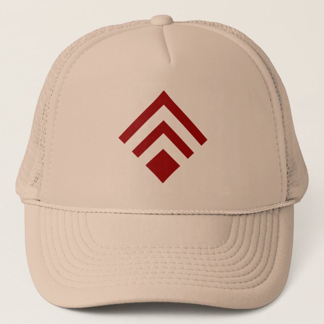 Geometric Arrow 02 - Ruby Red Trucker Hat (Front)
