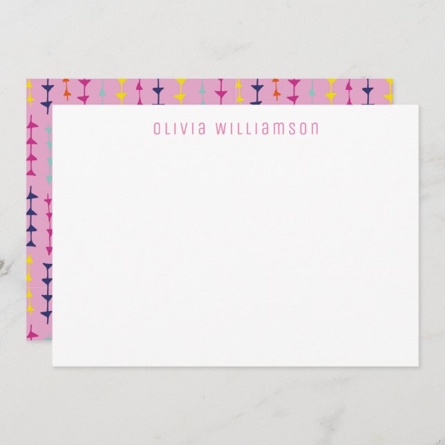 Geometric Arrow Baby Pink Note card (Front/Back)